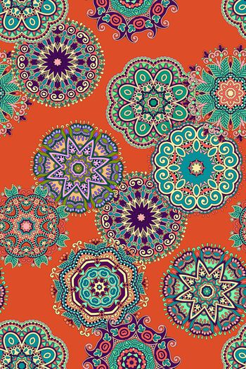 444908-民族风曼陀罗圆形花纹女装上衣连衣裙