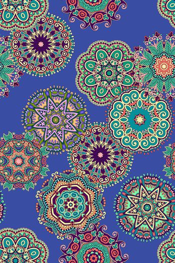 444911-民族风曼陀罗圆形花纹女装上衣连衣裙