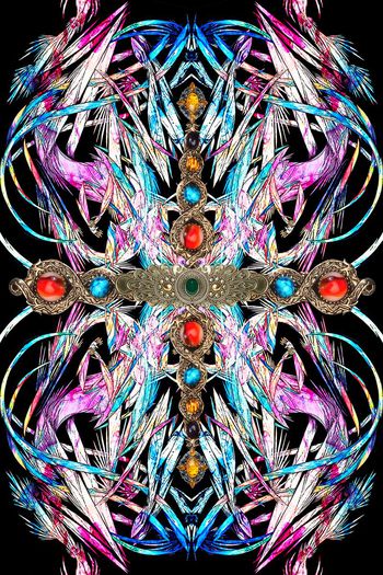 444958-意象艺术彩绘纹身珠宝装饰女装连衣裙