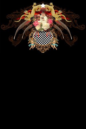 复古男女装定位花镜子花藤天使欧美风格印花华亿平台图片