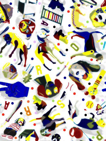 445033-时尚酷狗网点泥点效果圆点趣味多彩狗