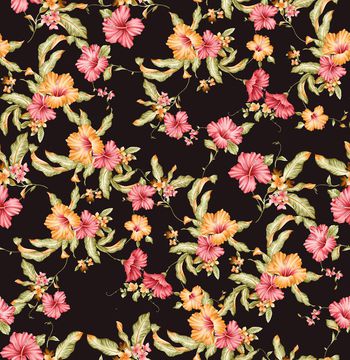 445137-	时尚优雅秋冬花色数码印花