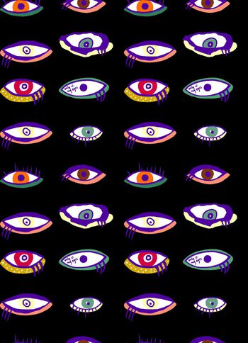 445520-时尚大牌手绘眼睛图案组合