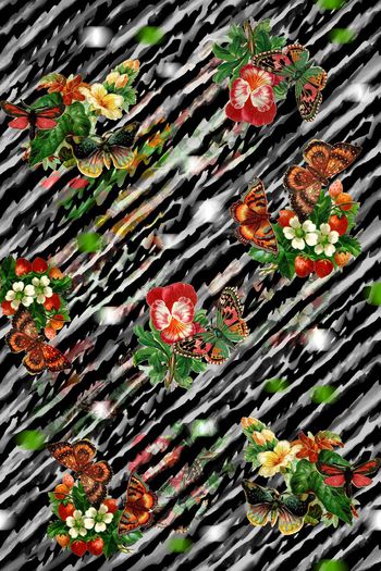 445556-时尚大牌蝴蝶花卉动物纹肌理组合男女