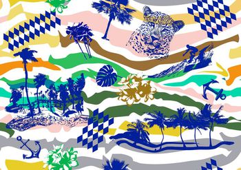 445675-度假胜地几何条纹夏日沙滩热裤泳装沙