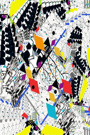 色彩拼接线条撞色块 年轻时尚数码印花印花华亿平台图片