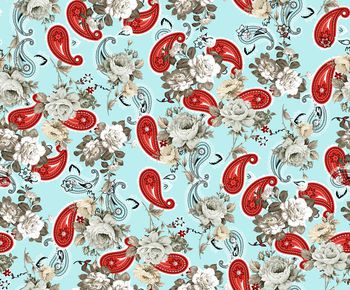 445888-	清新优雅花卉腰果花组合印花