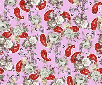 445889-	清新优雅花卉腰果花组合印花