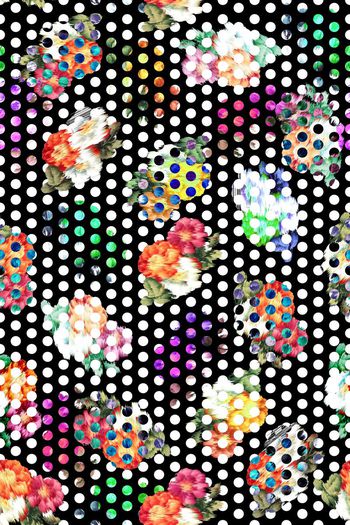445985-波点抽象花卉组合
