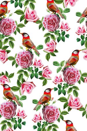 花卉动物组合印花华亿平台图片