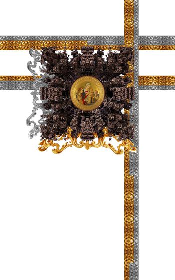 446113-大牌风格圣母神像宗教元素金色链条中