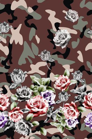 棕色迷彩印花华亿平台图片