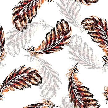 446455-中国风手绘抽象羽毛系列 水彩水墨复