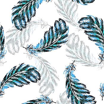 446456-中国风手绘抽象羽毛系列 水彩水墨复