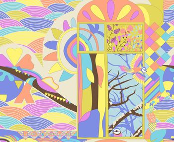 446525-彩色几何拼接花纹图案