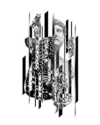 446726-潮酷镜面组合刀锋切片豹头雕塑石膏头