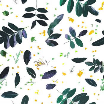 446746-手绘绿叶红花组合