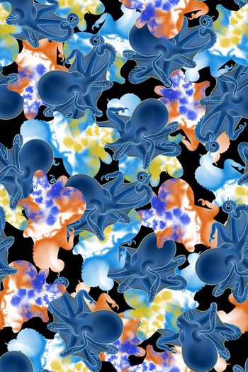 446840-时尚潮流手绘章鱼扎染浸润水波纹男装