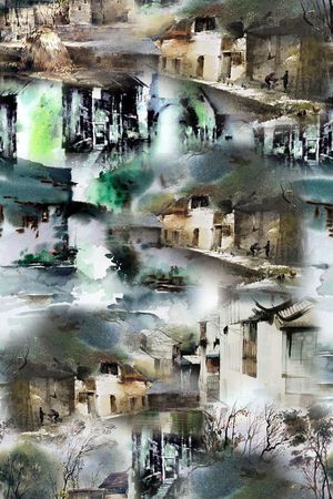 水彩水墨印花华亿平台图片