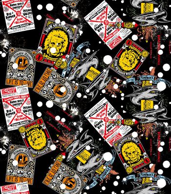 446937-	复古街头风涂鸦个性数码印