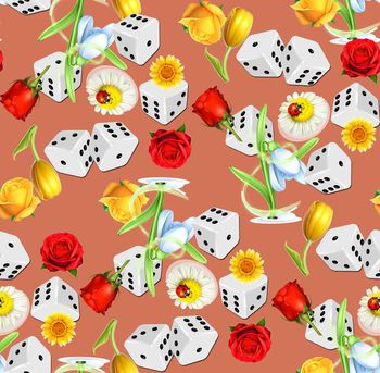 447085-	流行时尚立体骰子花卉组合3D数码