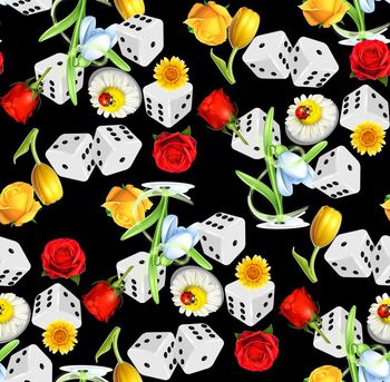 447086-	流行时尚立体骰子花卉组合3D数码