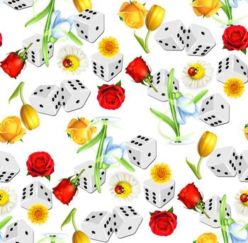 447087-	流行时尚立体骰子花卉组合3D数码