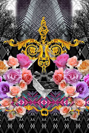 定位玫瑰花印花华亿平台图片