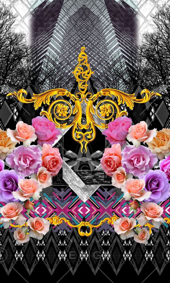 定位玫瑰花印花华亿平台图片