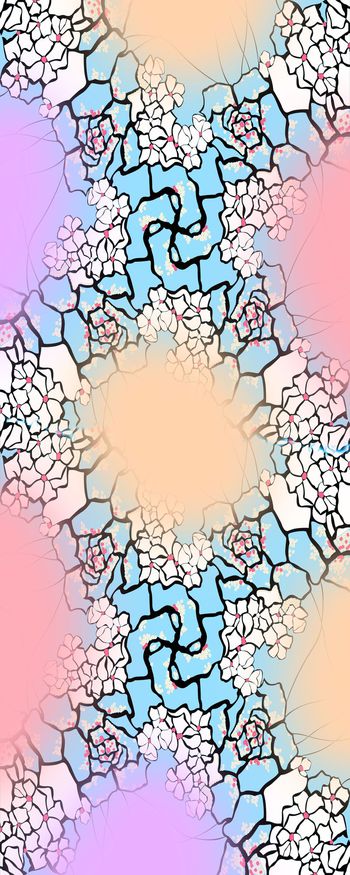 花卉 线条 小花 长巾 设计 几何花印花华亿平台图片