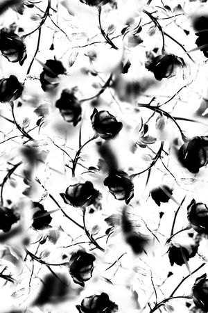 大牌抽象水墨花卉黑白年轻时尚数码印花印花华亿平台图片