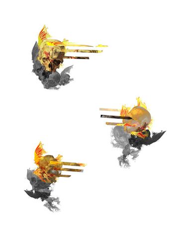 447771-火焰骷髅抽象印象派油画男女装定位前