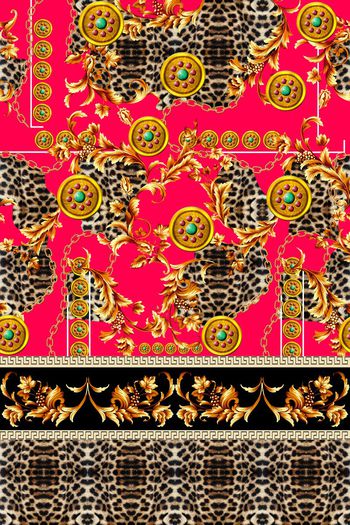 447815-欧式花纹珠宝豹纹链条服装华亿平台