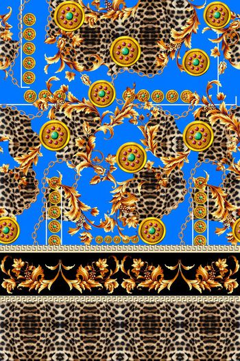 447816-欧式花纹珠宝豹纹链条服装华亿平台