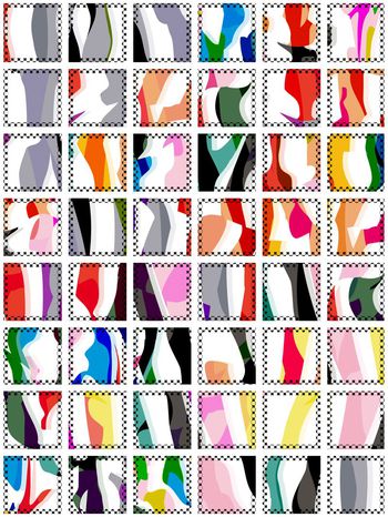 447902-春夏简约抽象几何条纹格子女装连衣裙