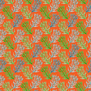 448112-热带风情手绘海洋珊瑚满版春夏女装内