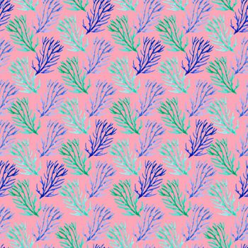 448114-热带风情手绘海洋珊瑚满版春夏女装内