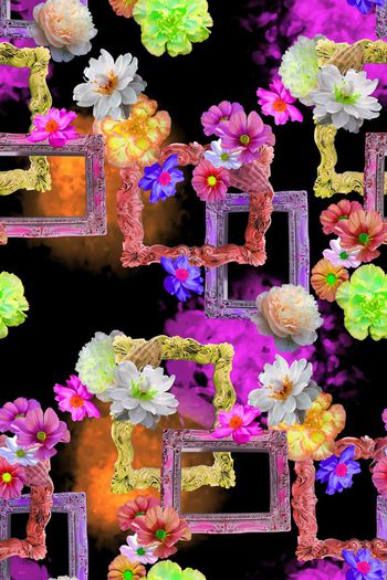 448124-青花瓷风格淡雅花卉欧式艺术相框女装