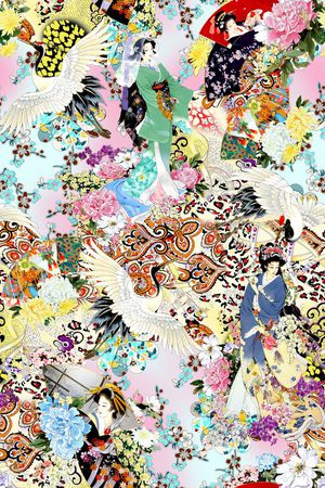 和服美女印花华亿平台图片