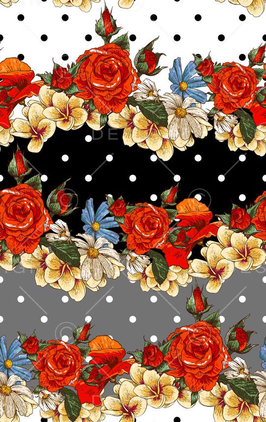 精美色块花卉印花华亿平台图片