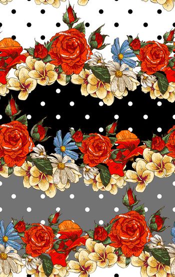 448336-时尚高贵典雅波点条纹精美花卉