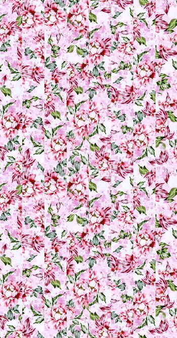 448505-WT475直条交错花卉压褶休闲印花