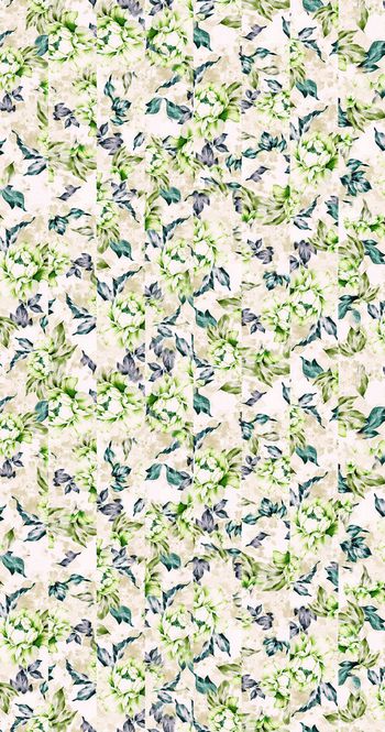 448506-WT475直条交错花卉压褶休闲印花