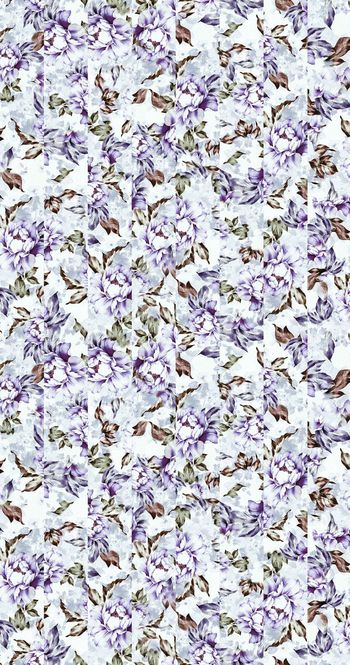 448507-WT475直条交错花卉压褶休闲印花