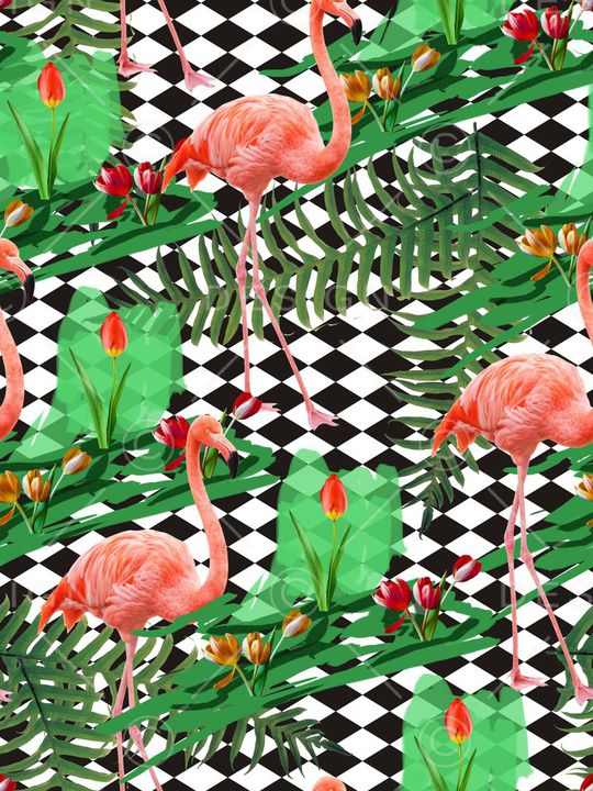 火烈鸟印花华亿平台图片