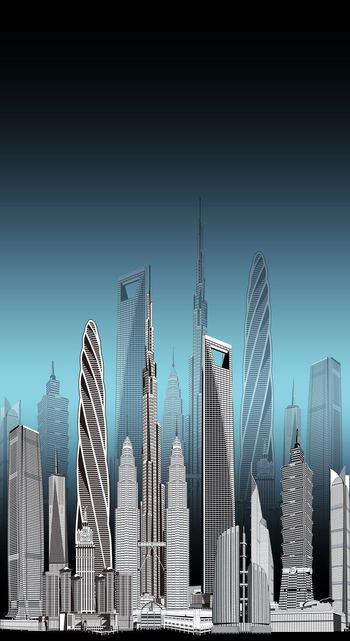 449443-世界顶尖高楼建筑两色女装连衣裙男装