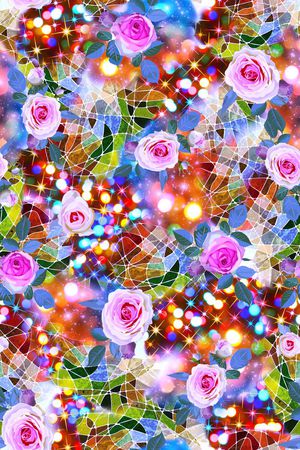 花卉组合印花华亿平台图片