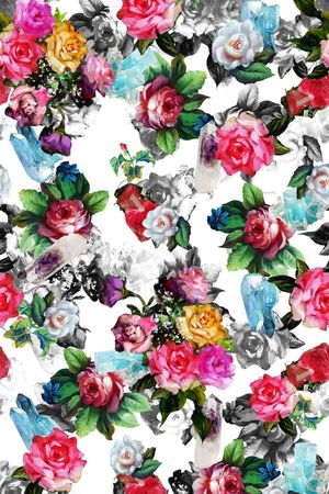 花卉组合印花华亿平台图片