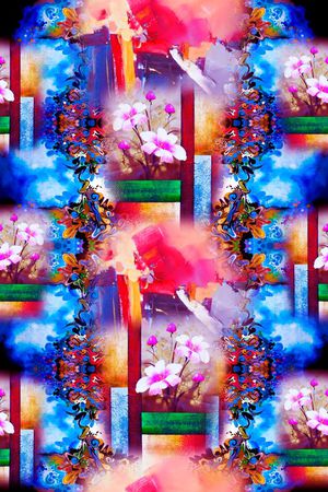 抽象油画印花华亿平台图片