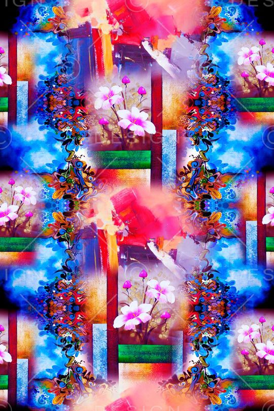 抽象油画印花华亿平台图片